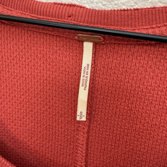 Free People Rust Lovely Lady Lace Crochet Cuff Waffle Thermal Small - Picture 5 of 11